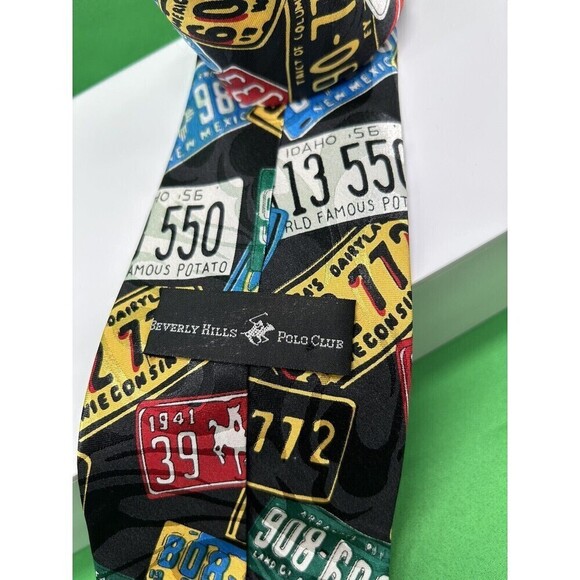 Beverly Hills Polo Club Men's Necktie Tie, US States License Plates 58” - Picture 3 of 4